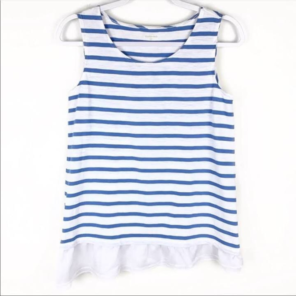 Garnet Hill • Striped Ruffle Hem Tank • sz M